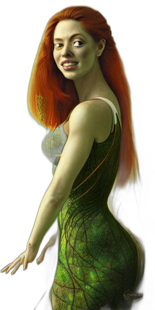 dress, hair, dragon, staff transparent PNG cut-out