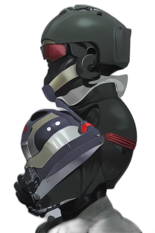 robot, mask, weapon, jacket transparent PNG cut-out
