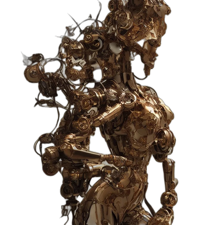 robot, jewelry, staff, crown transparent PNG cut-out
