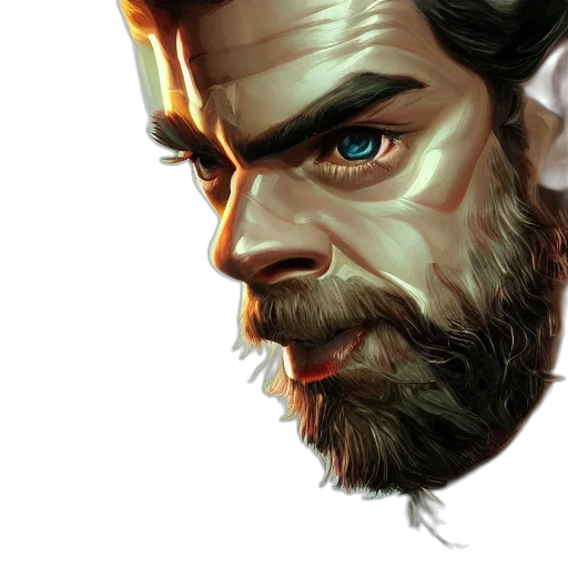 face, comic book art, fantasy art, photorealistic transparent PNG cut-out