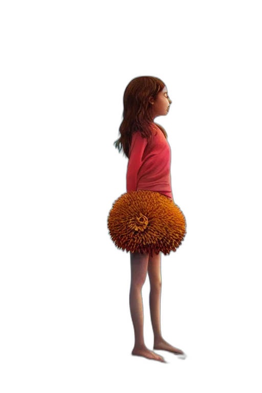 dress, hair, jacket, staff transparent PNG cut-out