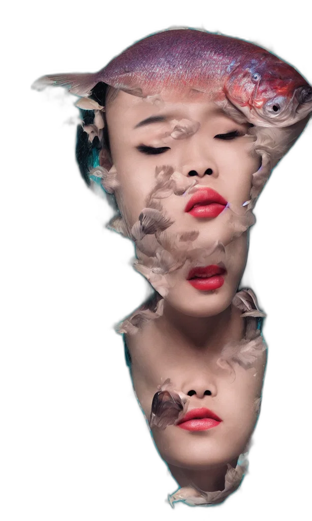 face, mask, photorealistic, surrealist transparent PNG cut-out