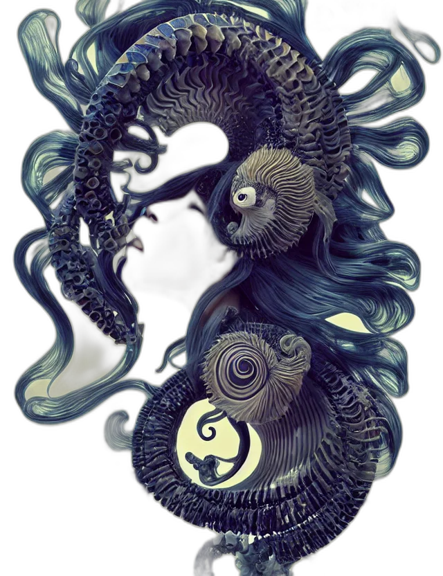 dragon, creature, mask, hair transparent PNG cut-out