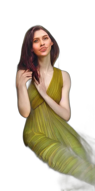 dress, face, jewelry, photorealistic transparent PNG cut-out