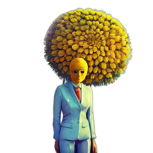 hair, jacket, staff, robot transparent PNG cut-out
