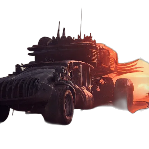 car, weapon, concept art, 3d render transparent PNG cut-out