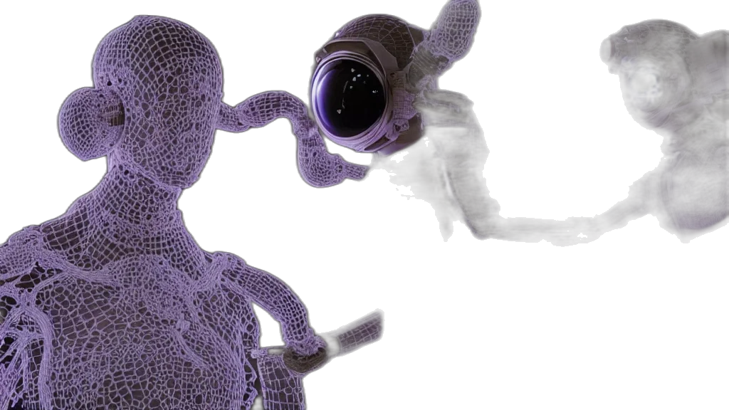 robot, 3d render, concept art, outer space transparent PNG cut-out