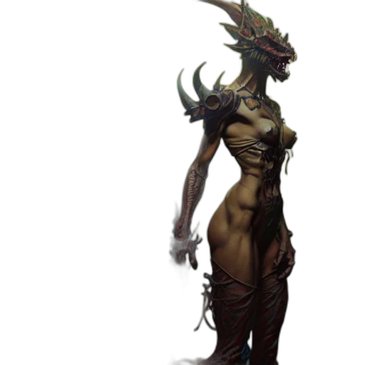 dragon, creature, staff, dress transparent PNG cut-out