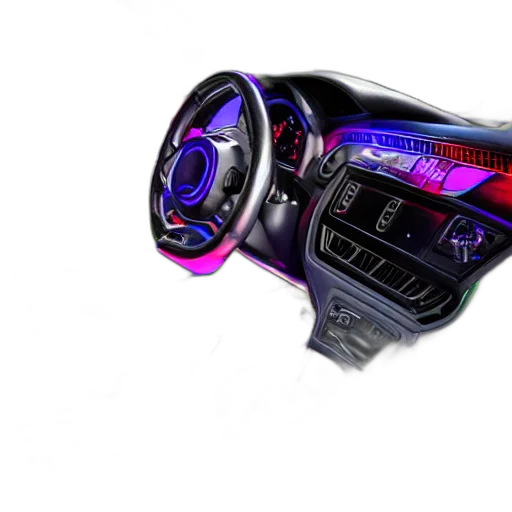 car, cyberpunk, 3d render, photo transparent PNG cut-out