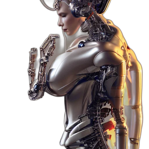 robot, cyberpunk, concept art, 3d render transparent PNG cut-out