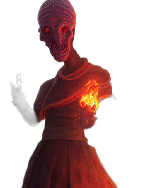 dress, mask, creature, staff transparent PNG cut-out