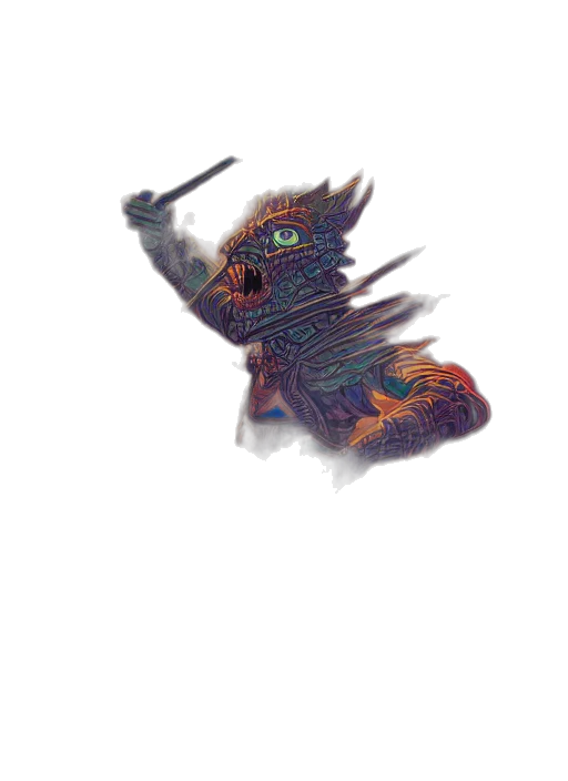 dragon, creature, mask, staff transparent PNG cut-out
