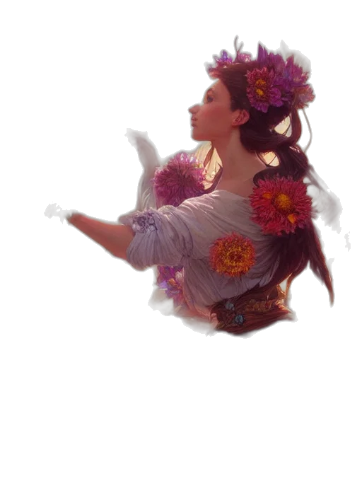 flower, crown, staff, dress transparent PNG cut-out