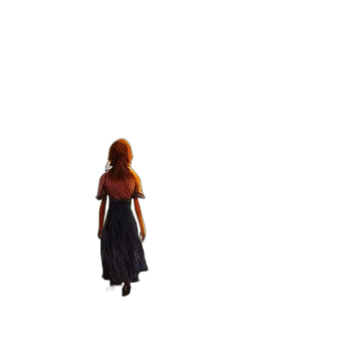 dress, hair, robot, staff transparent PNG cut-out