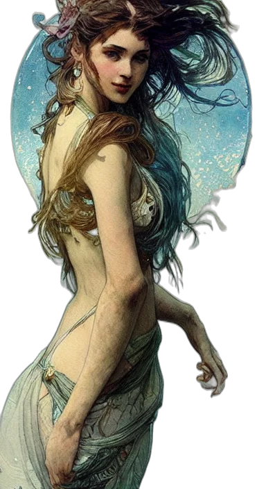 dress, jewelry, mask, fantasy art transparent PNG cut-out