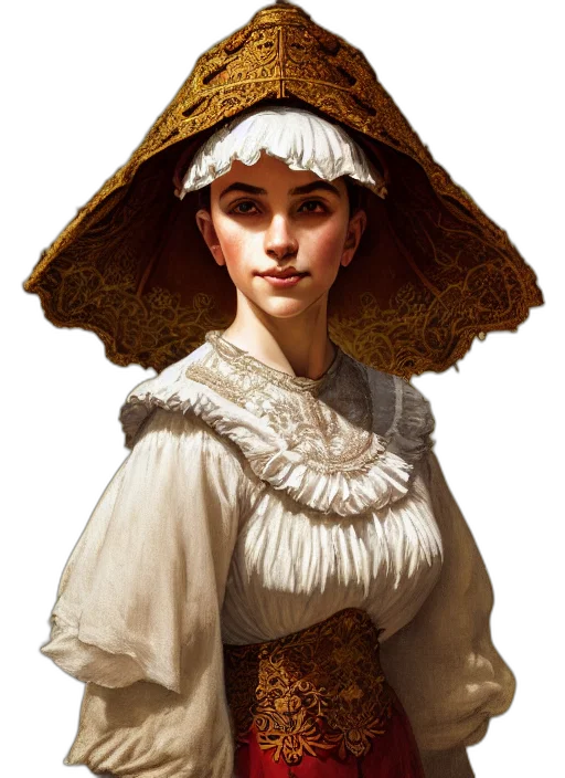 hat, face, dress, staff transparent PNG cut-out