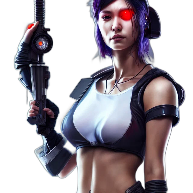 weapon, staff, robot, cyberpunk transparent PNG cut-out
