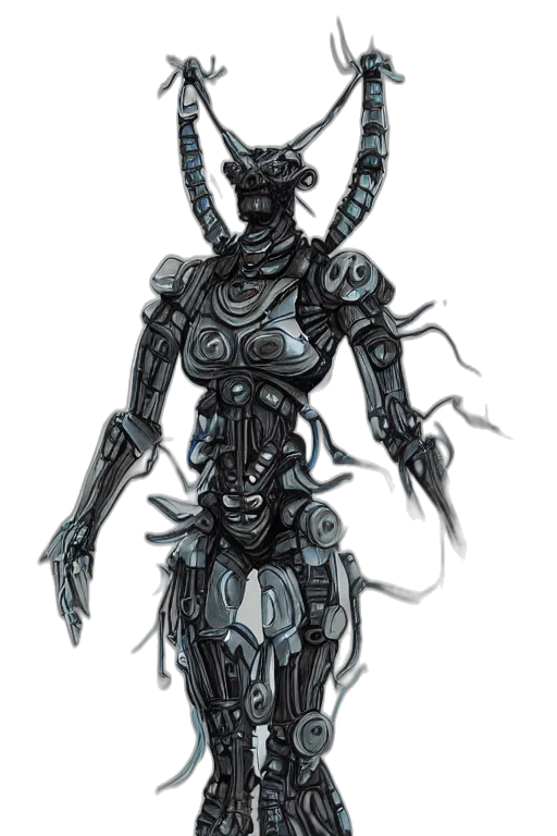 robot, creature, staff, concept art transparent PNG cut-out