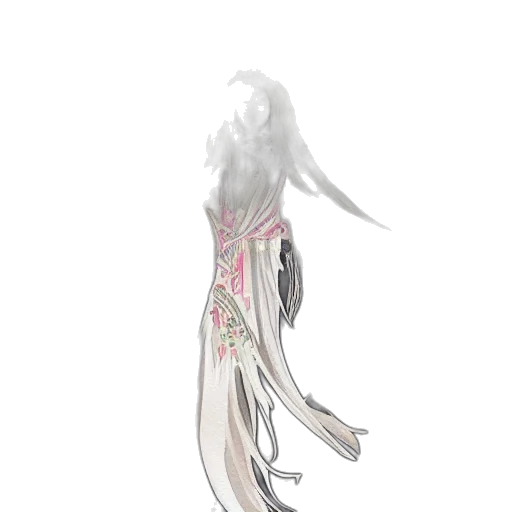 dress, hair, creature, staff transparent PNG cut-out