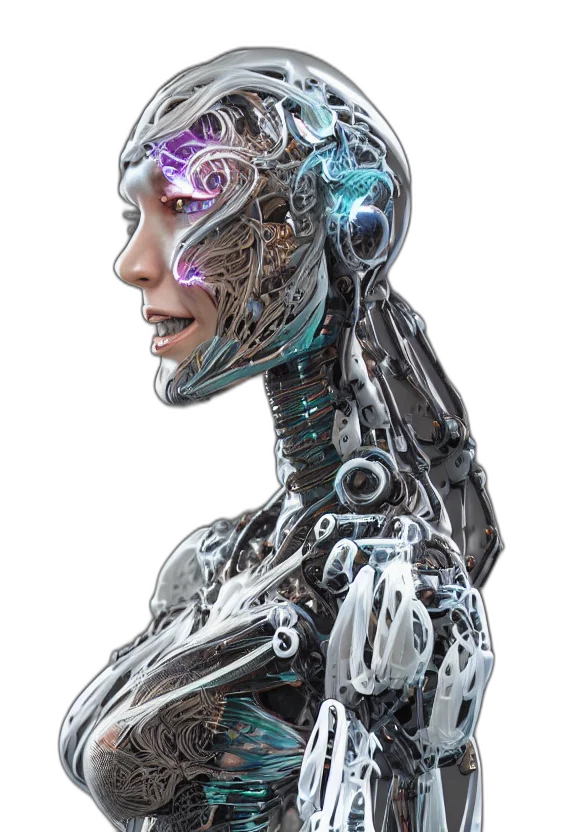 robot, face, mask, cyberpunk transparent PNG cut-out