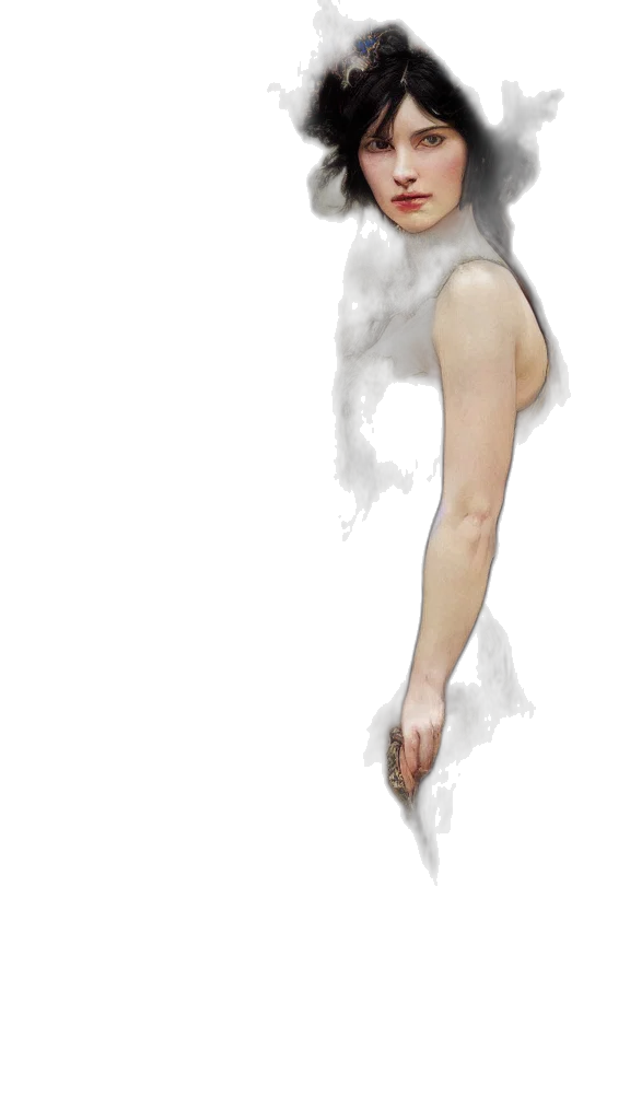 dress, face, creature, weapon transparent PNG cut-out