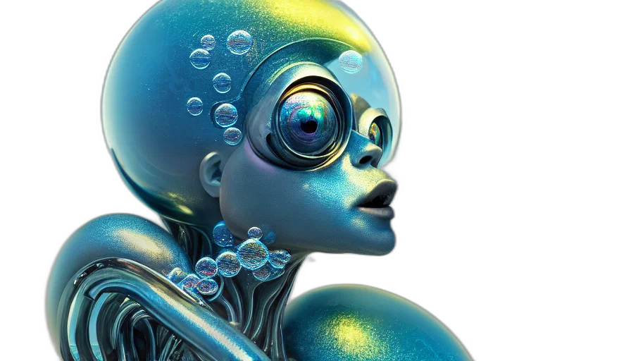 robot, cyberpunk, concept art, 3d render transparent PNG cut-out