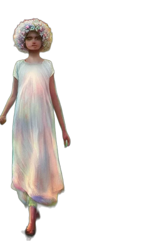 dress, creature, staff, 3d render transparent PNG cut-out