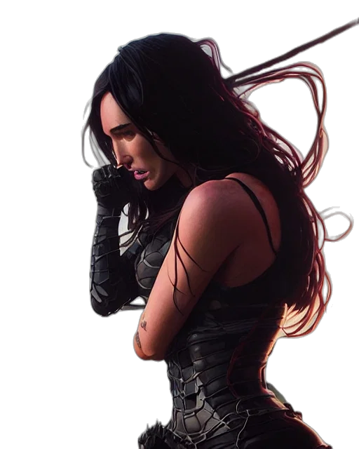hair, concept art, cyberpunk, photorealistic transparent PNG cut-out