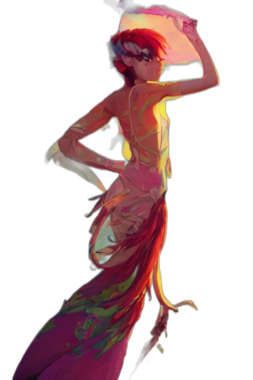 dress, staff, creature, dragon transparent PNG cut-out