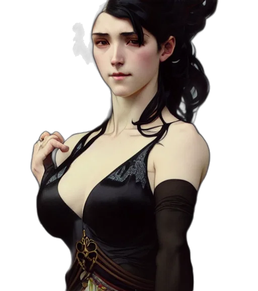 dress, staff, face, jewelry transparent PNG cut-out