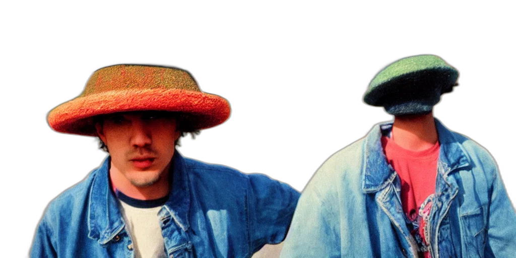 hat, jacket, vaporwave, detailed transparent PNG cut-out