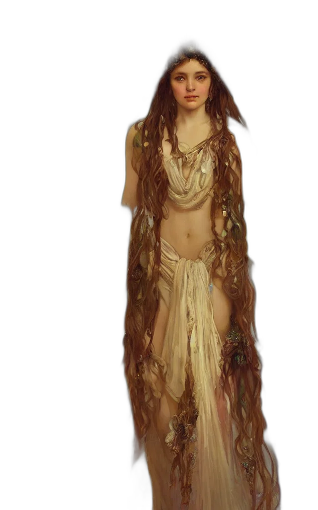 dress, staff, jewelry, creature transparent PNG cut-out