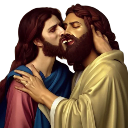 face, photorealistic, jesus, kissing transparent PNG cut-out