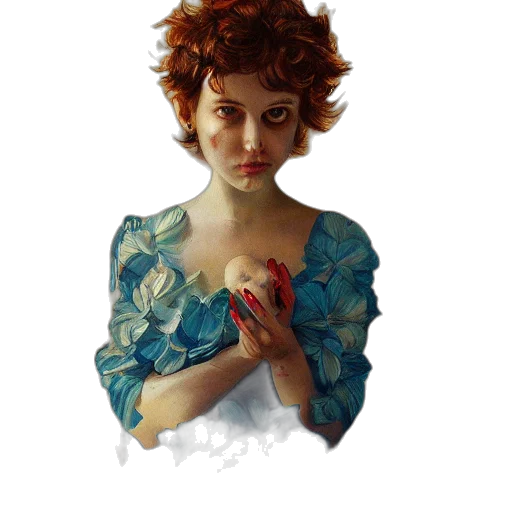 dress, face, jewelry, oil painting transparent PNG cut-out