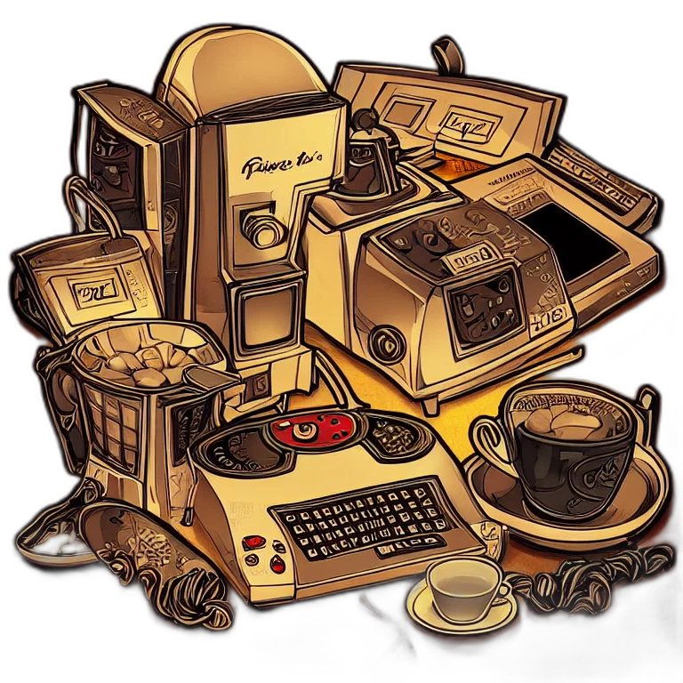 furniture, food, robot, pixel art transparent PNG cut-out