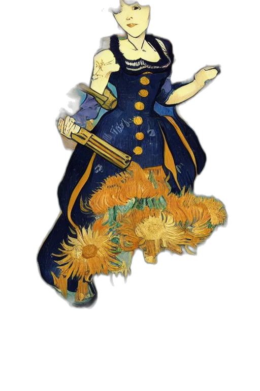 staff, flower, crown, fantasy art transparent PNG cut-out