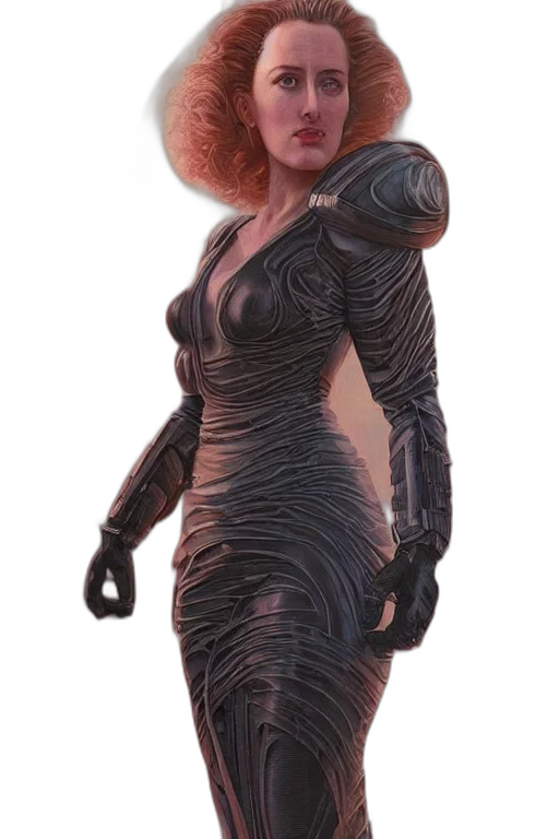 dress, robot, creature, staff transparent PNG cut-out