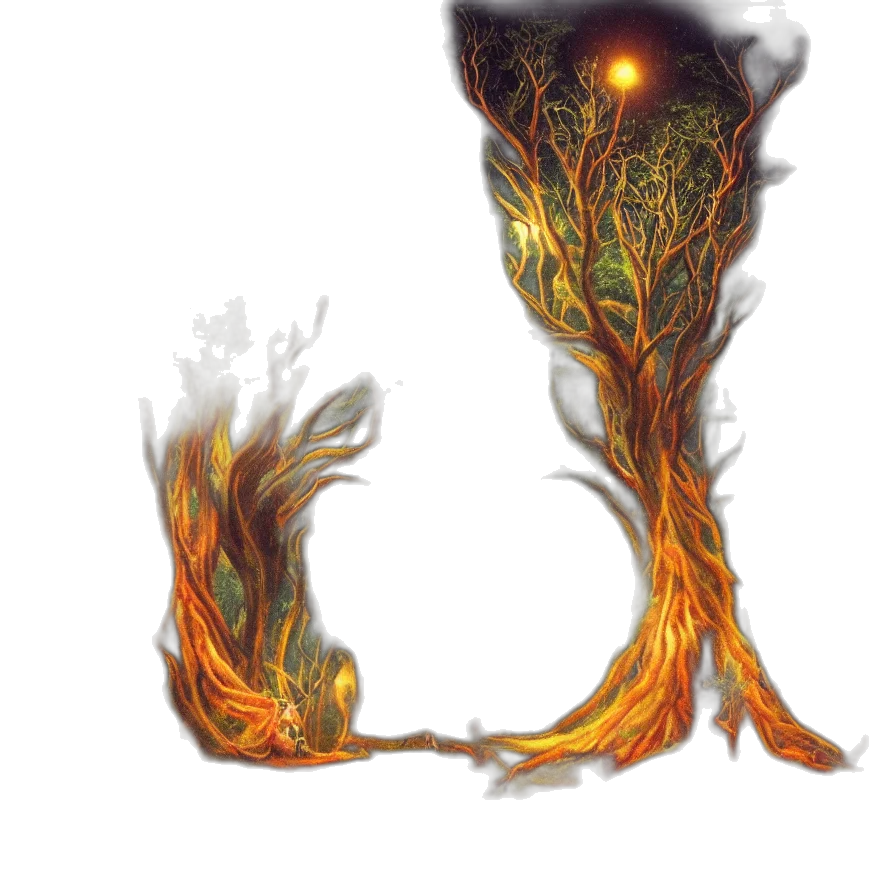 crown, tree, dragon, staff transparent PNG cut-out