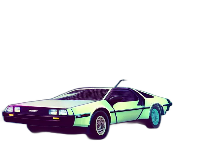 car, robot, concept art, vaporwave transparent PNG cut-out