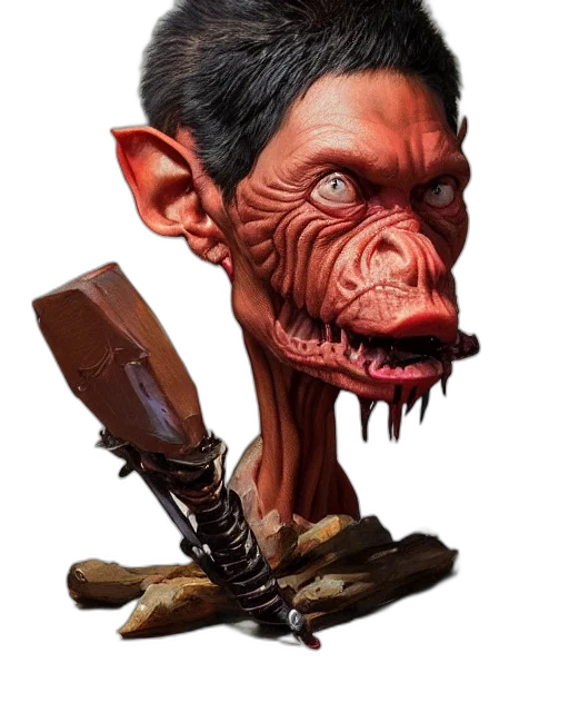 face, mask, creature, staff transparent PNG cut-out