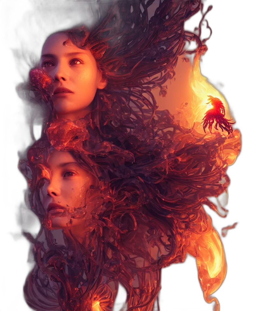 hair, face, mask, dragon transparent PNG cut-out