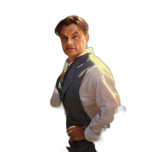 jacket, staff, face, creature transparent PNG cut-out