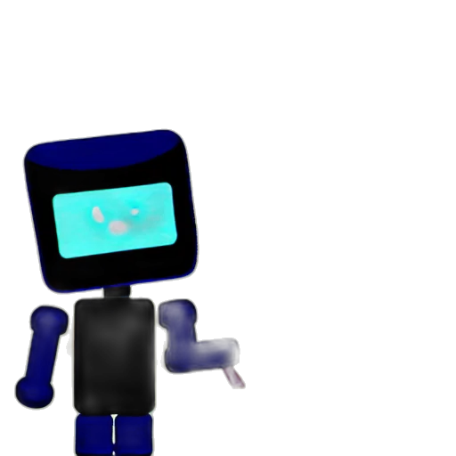 robot, staff, 3d render, pixel art transparent PNG cut-out
