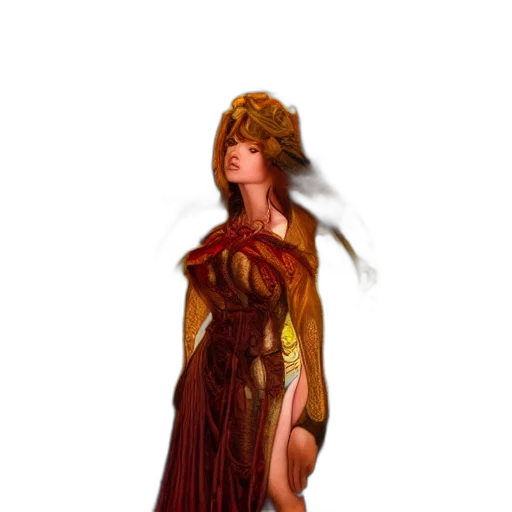 dress, hat, staff, crown transparent PNG cut-out
