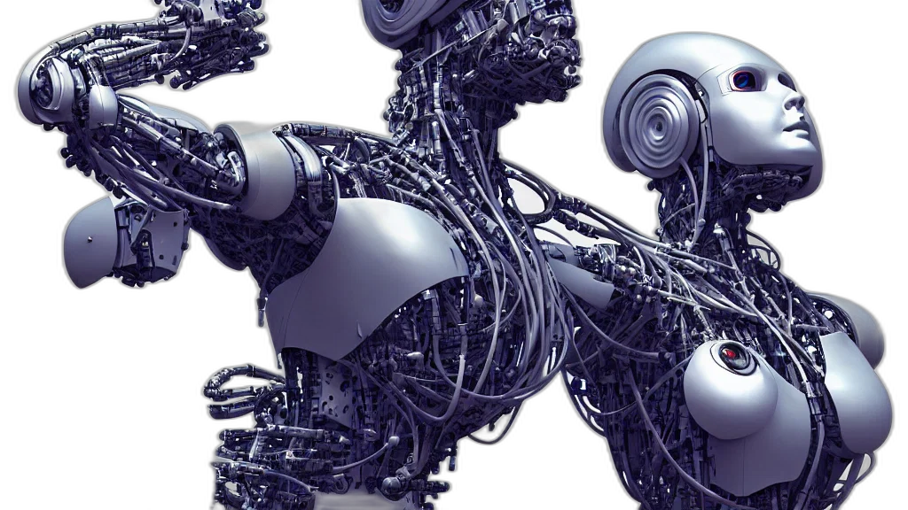 robot, 3d render, cyberpunk, concept art transparent PNG cut-out