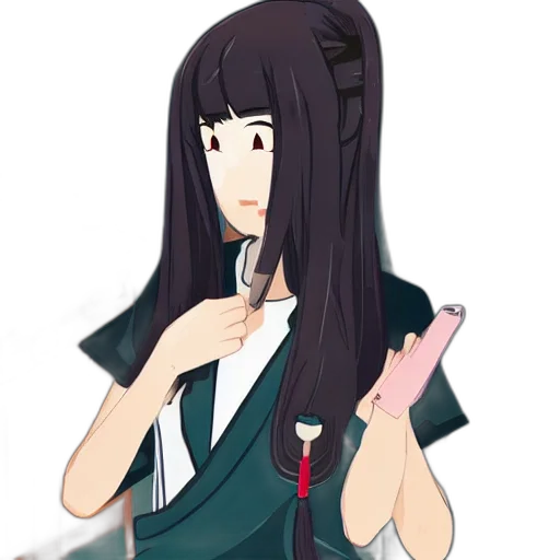 staff, dress, hair, weapon transparent PNG cut-out