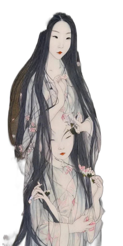 dress, mask, jewelry, hair transparent PNG cut-out