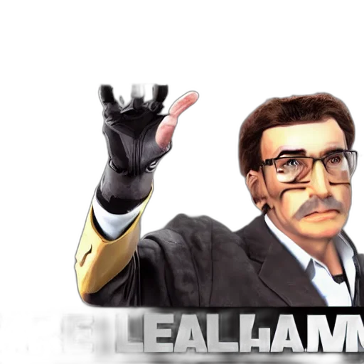 concept art, cartoon, 3d render, gman transparent PNG cut-out