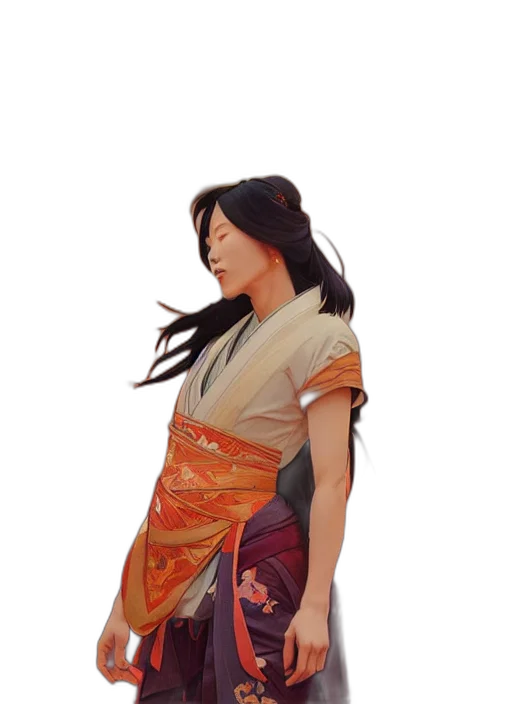 dress, staff, photorealistic, oil painting transparent PNG cut-out