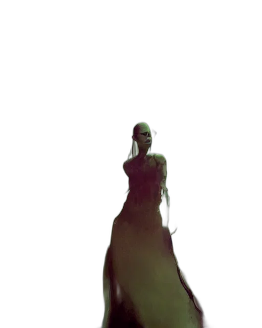 dress, creature, staff, robot transparent PNG cut-out